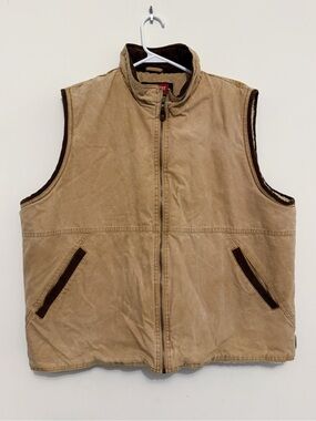 Wrangler Tan Quilted Work Vest with Dark Trim
